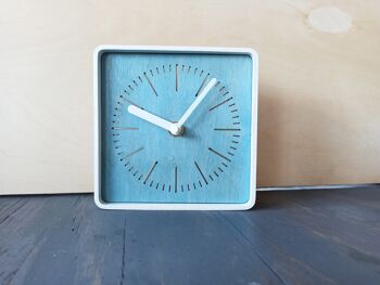 HORLOGE MINIMALISTE SQUERE BLEU Aiguille Blanche 14X14X3CM 2