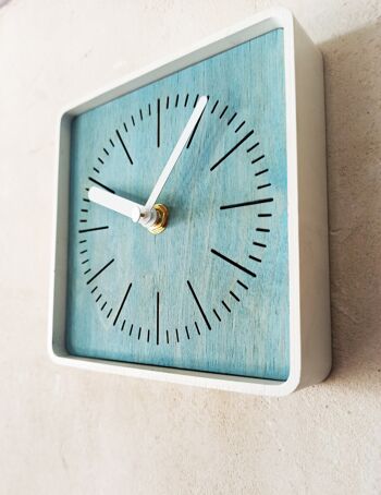 HORLOGE MINIMALISTE SQUERE BLEU Aiguille Blanche 14X14X3CM 3