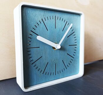 HORLOGE MINIMALISTE SQUERE BLEU Aiguille Blanche 14X14X3CM 6