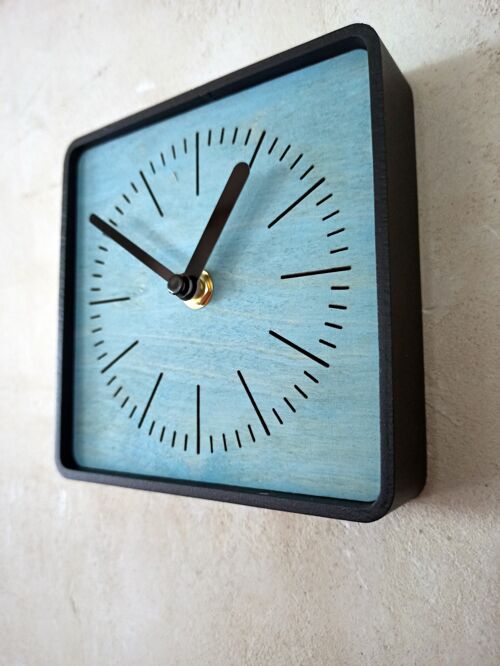 BLUE SQUERE MINIMALISTIC CLOCK Black Needle 14X14X3CM