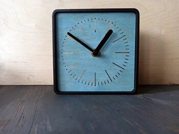 HORLOGE MINIMALISTE BLUE SQUERE Aiguille Noire 14X14X3CM 4