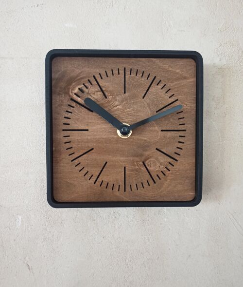 WENGE SQUERE MINIMALISTIC CLOCK Black Needle 14X14X3CM