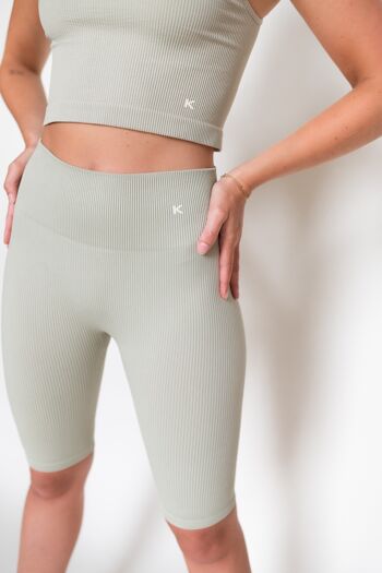 Ribbed sage sustainable seamless cycling short 1