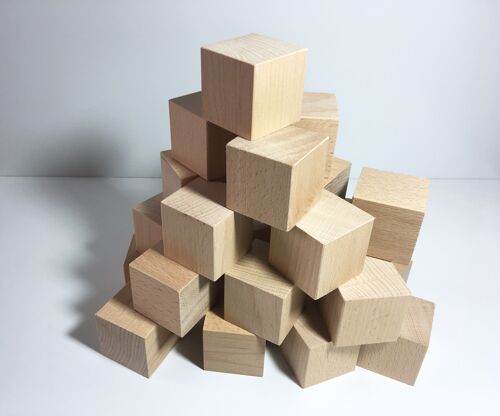 Cubes en bois brut 50mm - Lot de 24