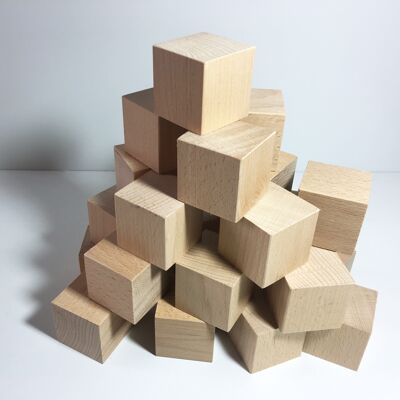 Raw wooden cubes 50mm - Lot of 24