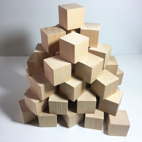Cubes en bois brut 50mm - Lot de 48
