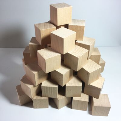Cubos de madera en bruto 50mm - Paquete de 48