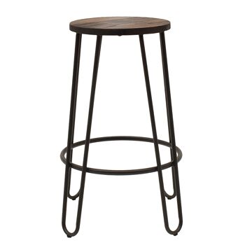 Tabouret de bar Sharps pakoworld noir métallisé noyer brillant 1