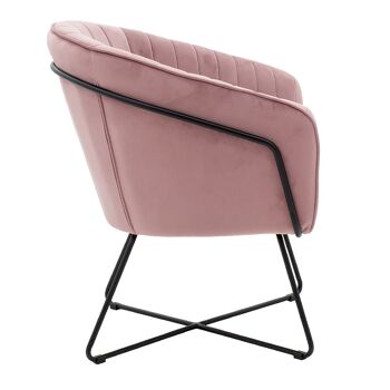 Fauteuil Hollis pakoworld avec tissu en velours de couleur rose-doré 67x64x82cm 3