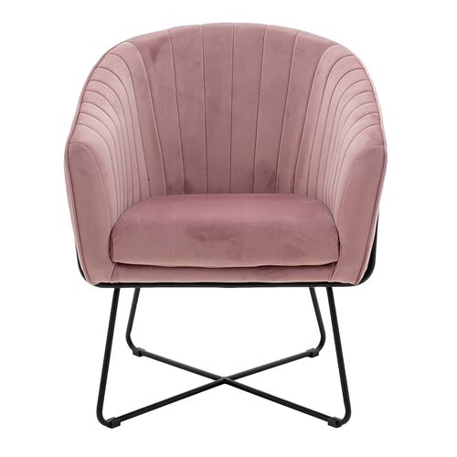 Hollis pakoworld armchair with velvet fabric in pink-golden color 67x64x82cm