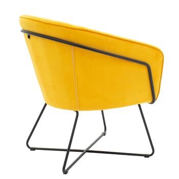 Fauteuil Hollis pakoworld avec tissu en velours de couleur jaune-doré 67x64x82cm 3