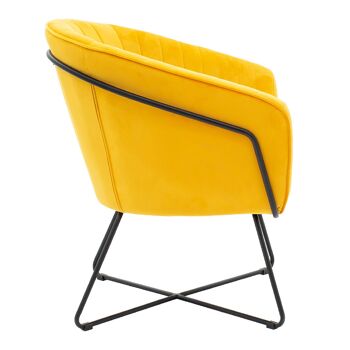 Fauteuil Hollis pakoworld avec tissu en velours de couleur jaune-doré 67x64x82cm 4