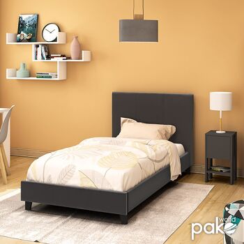 Lit simple Nevil pakoworld PU brun foncé mat 100x200 1