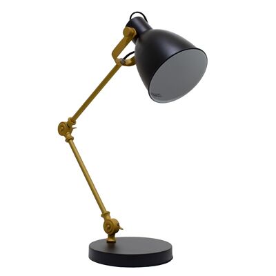 Metal task lamp PWL-0001 pakoworld Ε27 in black-golden color D18x34-67cm