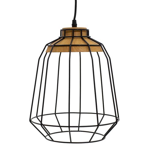 Hanging metal ceiling lamp PWL-0016 pakoworld Ε27 in black color D26x31cm