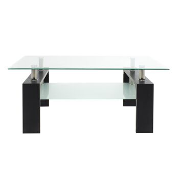 Maiha pakoworld Table basse rectangulaire plateau en verre wengé 100x60x42,5 cm 1