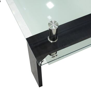 Maiha pakoworld Table basse rectangulaire plateau en verre wengé 100x60x42,5 cm 2