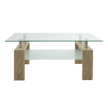 Maiha pakoworld Table basse rectangulaire plateau verre sonoma 100x60x42,5 cm 1