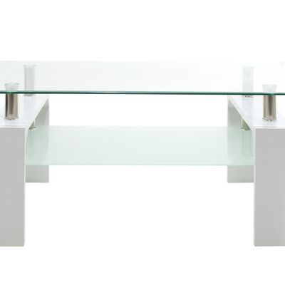 Maiha pakoworld Tavolino rettangolare piano in vetro bianco 100x60x42,5 cm