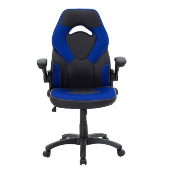 Chaise de bureau Wolf gaming pakoworld pu maille noire bleu 1