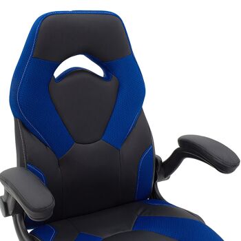 Chaise de bureau Wolf gaming pakoworld pu maille noire bleu 2