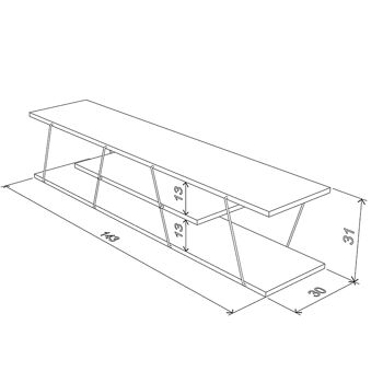 Meuble TV TARS pakoworld de couleur noyer avec détails chromés 143x32x31cm 4