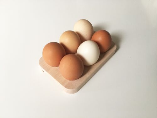 Support à œufs Paulette - Présentoir en bois 6 oeufs