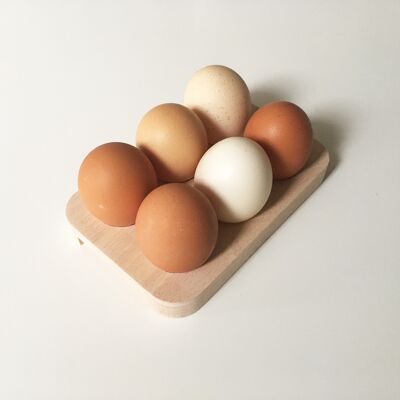 Huevera Paulette - Expositor de madera 6 huevos