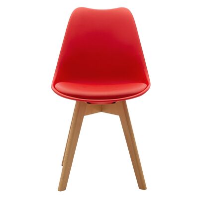 Gaston pakoworld Stuhl PP mit PU Farbe Rot - Eiche