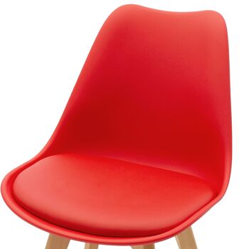 Gaston pakoworld chaise PP avec PU couleur rouge - chêne 2