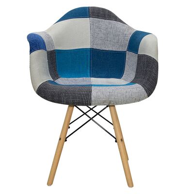 Fabric armchair Julita pakoworld polypropylene blue-grey patchwork