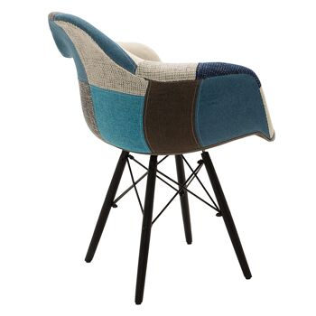 Fauteuil propylène Julita pakoworld avec tissu patchwork bleu gris noir 3