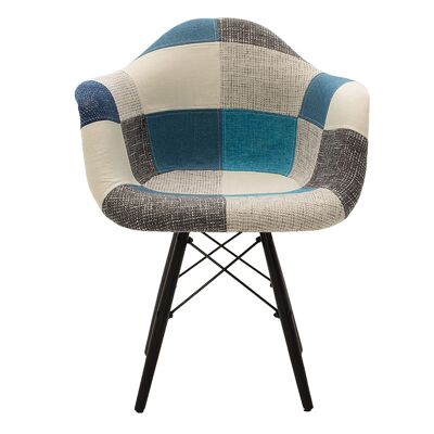 Propylene armchair Julita pakoworld with fabric patchwork blue grey black