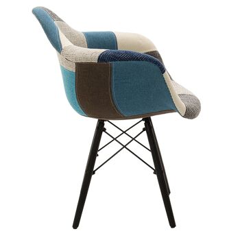 Fauteuil propylène Julita pakoworld avec tissu patchwork bleu gris noir 4