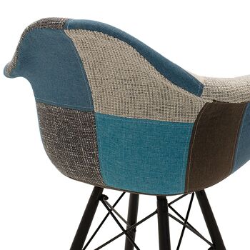 Fauteuil propylène Julita pakoworld avec tissu patchwork bleu gris noir 2