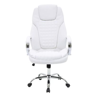 Chaise de bureau Macabo pakoworld manager avec PU de couleur blanche