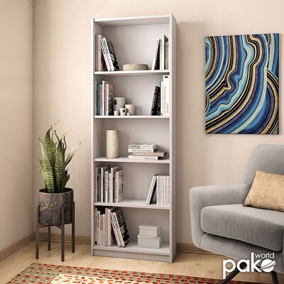 Max pakoworld Librería de 5 estantes en color blanco 58x23x170 cm