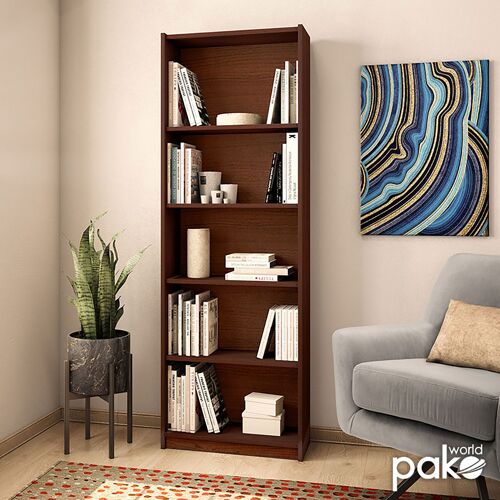 Max pakoworld 5 Shelf Bookcase in spanish walnut colοur 58x23x170 cm