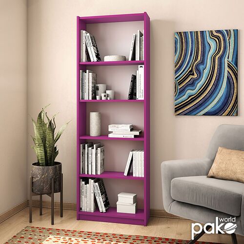 Max pakoworld 5 Shelf Bookcase in purple colοur 58x23x170 cm