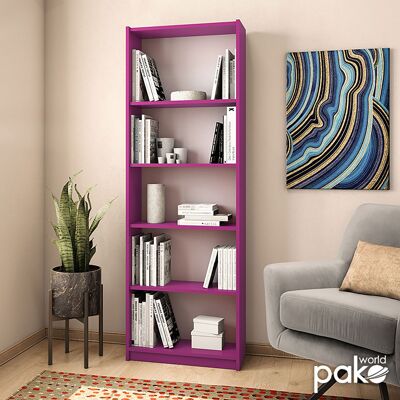Max pakoworld Librería de 5 estantes en color violeta 58x23x170 cm