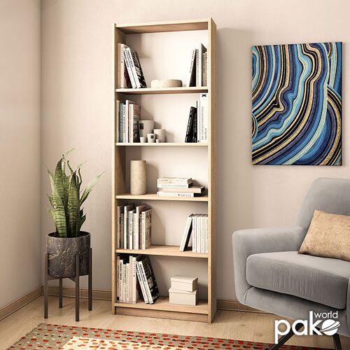 Max pakoworld 5 Shelf Bookcase in sonoma colοur 58x23x170 cm