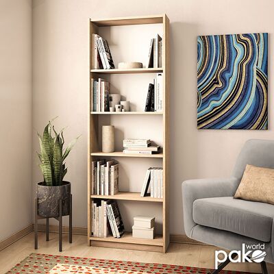 Librería de 5 estantes max pakoworld en color sonoma 58x23x170 cm