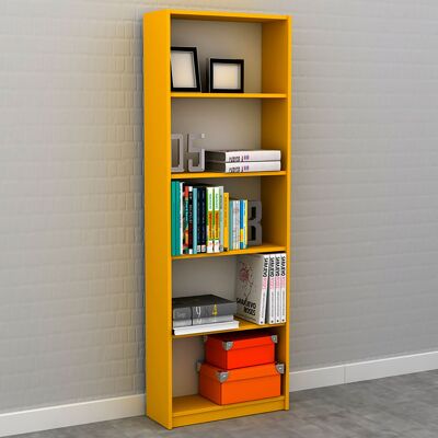 Bibliothèque Max 5 Shelf en couleur jaune 58x23x170 cm