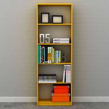 Bibliothèque Max 5 Shelf en couleur jaune 58x23x170 cm 3