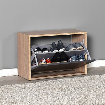 Caja de almacenamiento para zapatos pakoworld en color sonoma-gris oscuro con una capacidad de 6 pares 60x30x42cm