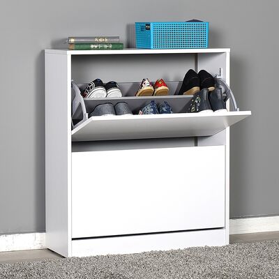 Shoes box pakoworld storage in white color with a capacity of 12 pairs 73x26x84cm