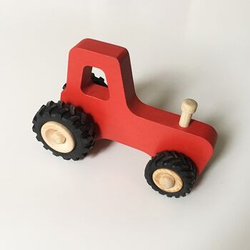 Joseph le petit tracteur en bois - Rouge 1