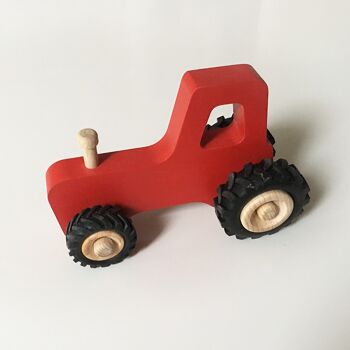 Joseph le petit tracteur en bois - Rouge 3