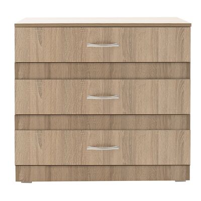 Kommode mit 3 Schubladen Deco pakoworld in Sonoma-Farbe 80x43,5x76cm