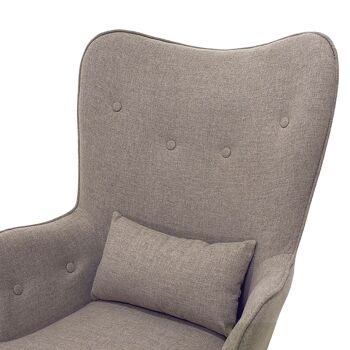 Chaise Pearl set pakoworld avec coussin et tabouret en tissu gris-beige 2